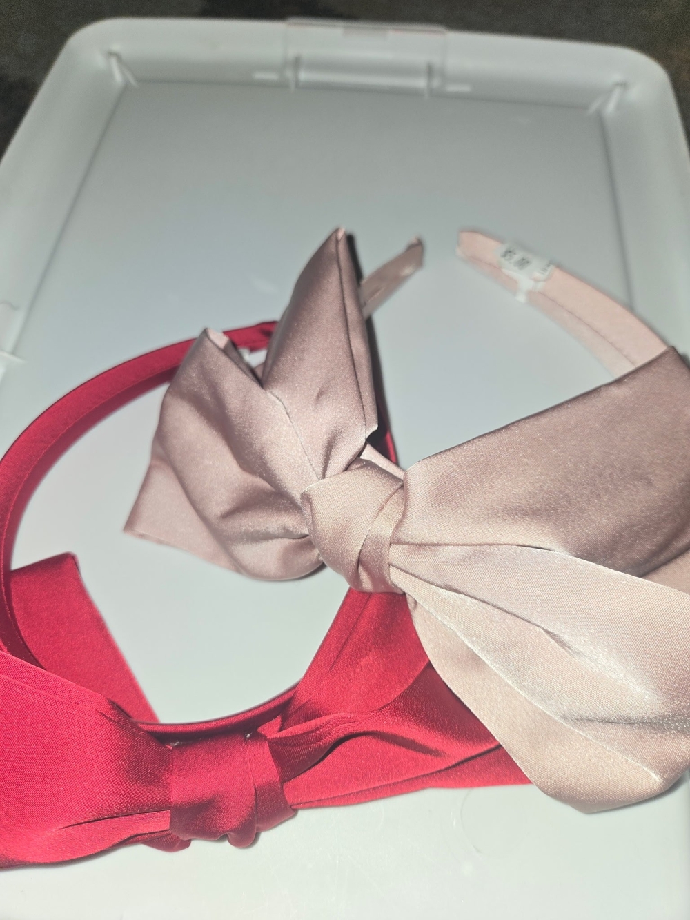 Bow Knot Satin Headband Set - Pink and Red
